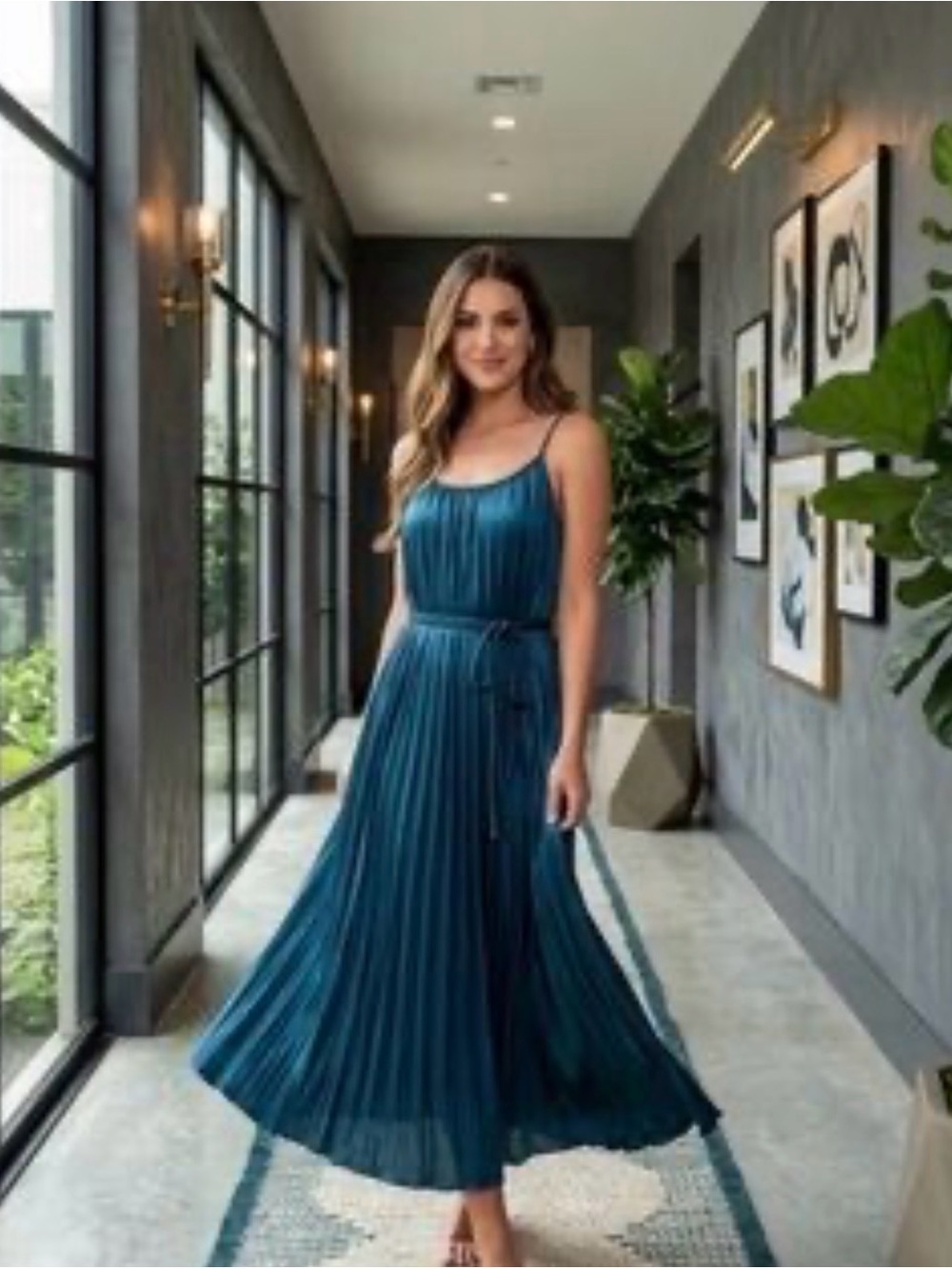 Sleeveless Pleated off white Maxi Dress